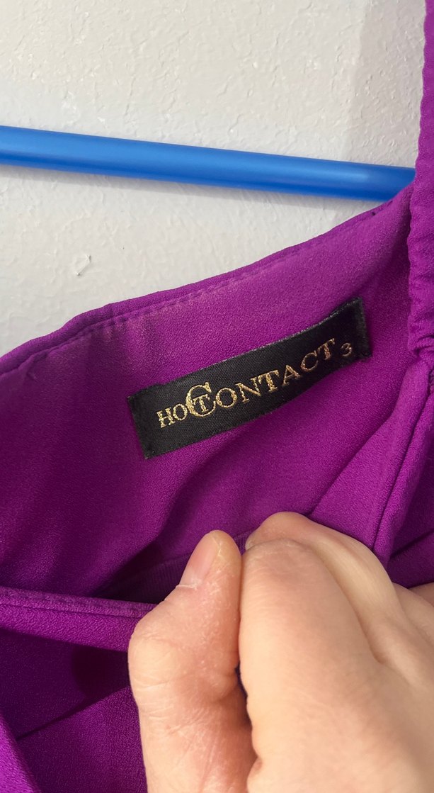 Uzun Mor Drapeli Kadın Abiye Elbise - Görsel 2