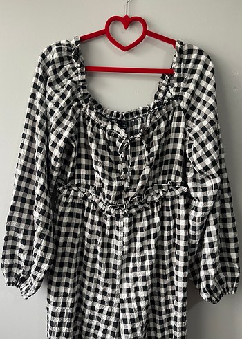 Uzun Kollu Kareli Kadın Tulum - Görsel 2