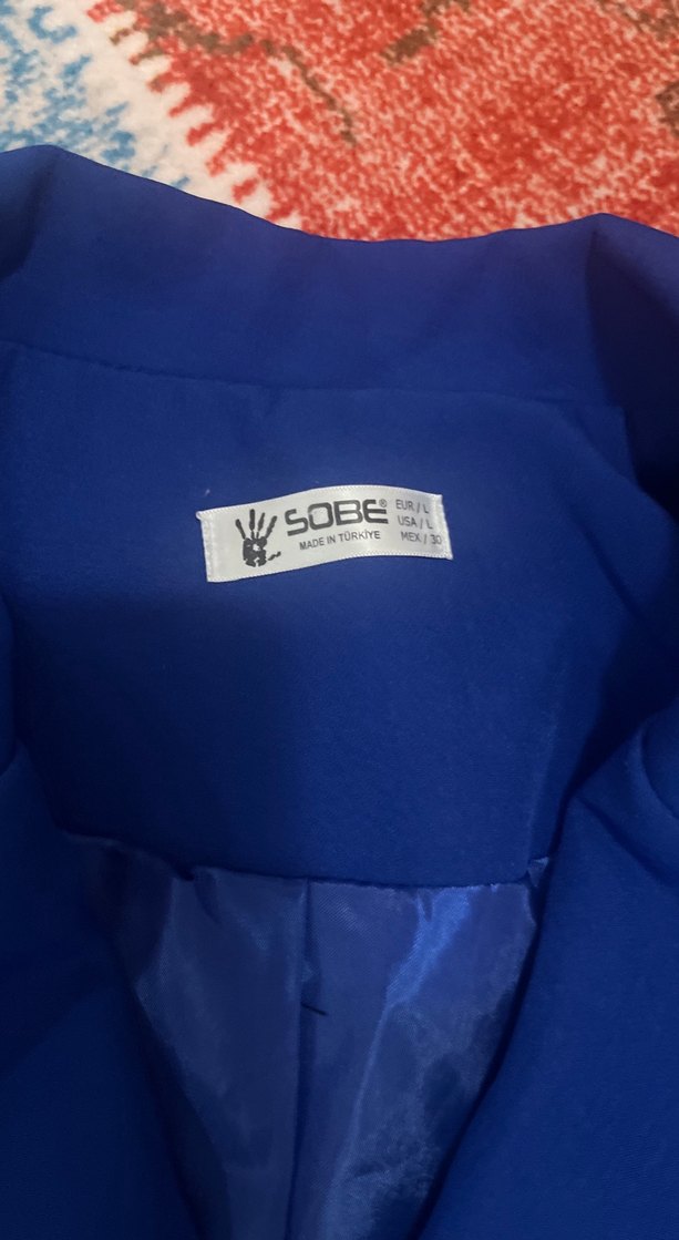 Düğmeli Kısa Mavi Kadın Blazer - Görsel 2