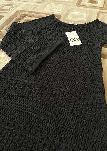 Zara Siyah Örgü Mini Kadın Elbise