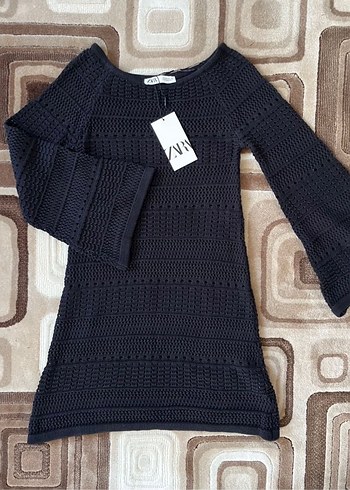 Siyah Örgü Mini Kadın Elbise