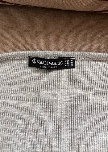 m Beden gri Renk Gri V Yaka Düğmeli Uzun Kollu Crop Top