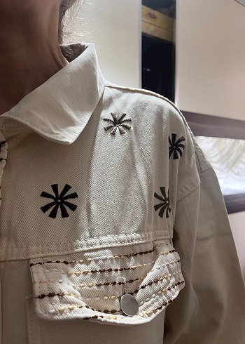 m Beden Düğmeli Kadın Denim Ceket