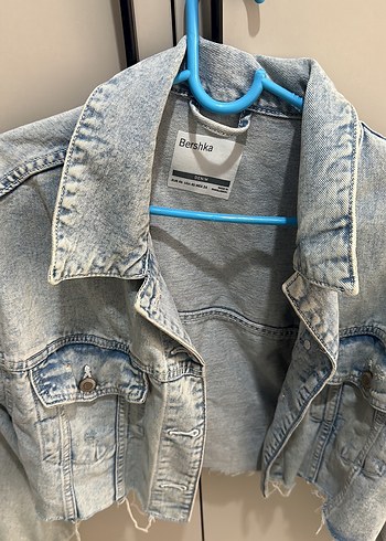 Bershka Gri Batik Desenli Düğmeli Denim Ceket