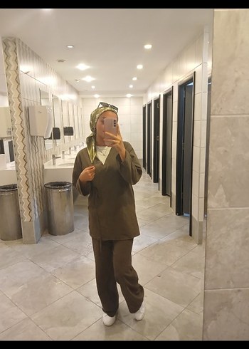 Trendyol & Milla Kadın Haki Keten Bohem Uzun Kimono takım