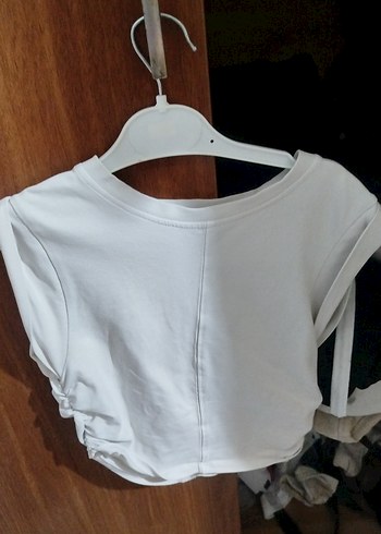 Kadın beyaz Kısa Kollu Crop Top