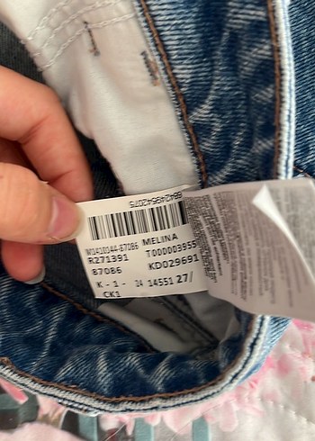 Mavi Gri Mavi Düğmeli Midi Denim Şort