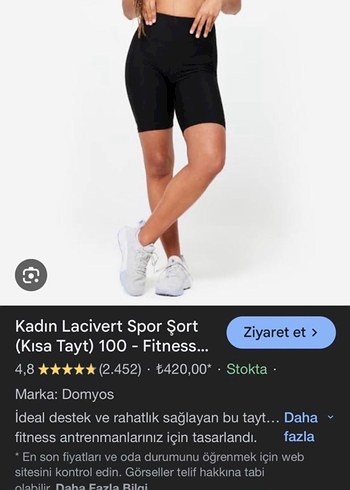 Domyos Kadın Siyah Kısa Spor Tayt