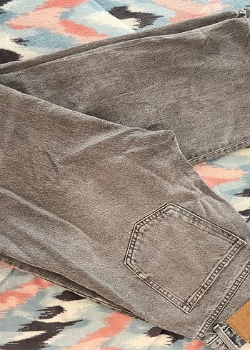 Kadın Gri Batik Desenli Straight pantolon - Görsel 3