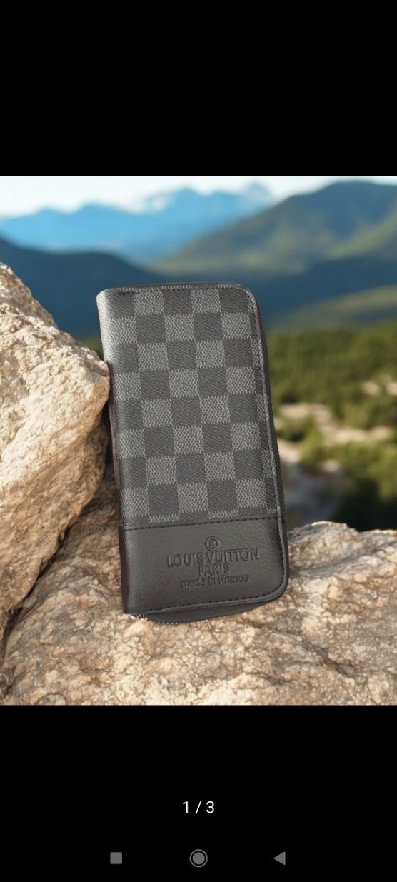 Gri Kareli Deri Fermuarlı Kadın Cüzdanı - Görsel 3