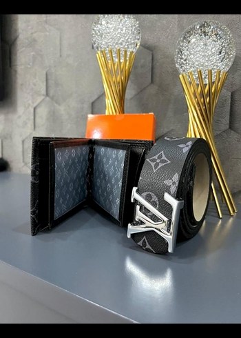 Gri Baskılı Cüzdan ve Kemer Seti - Görsel 2