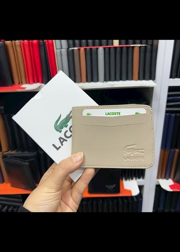 Bej Lacoste Minimalist Erkek Cüzdanı - Görsel 2