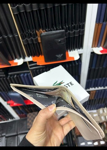 Bej Lacoste Minimalist Erkek Cüzdanı - Görsel 3
