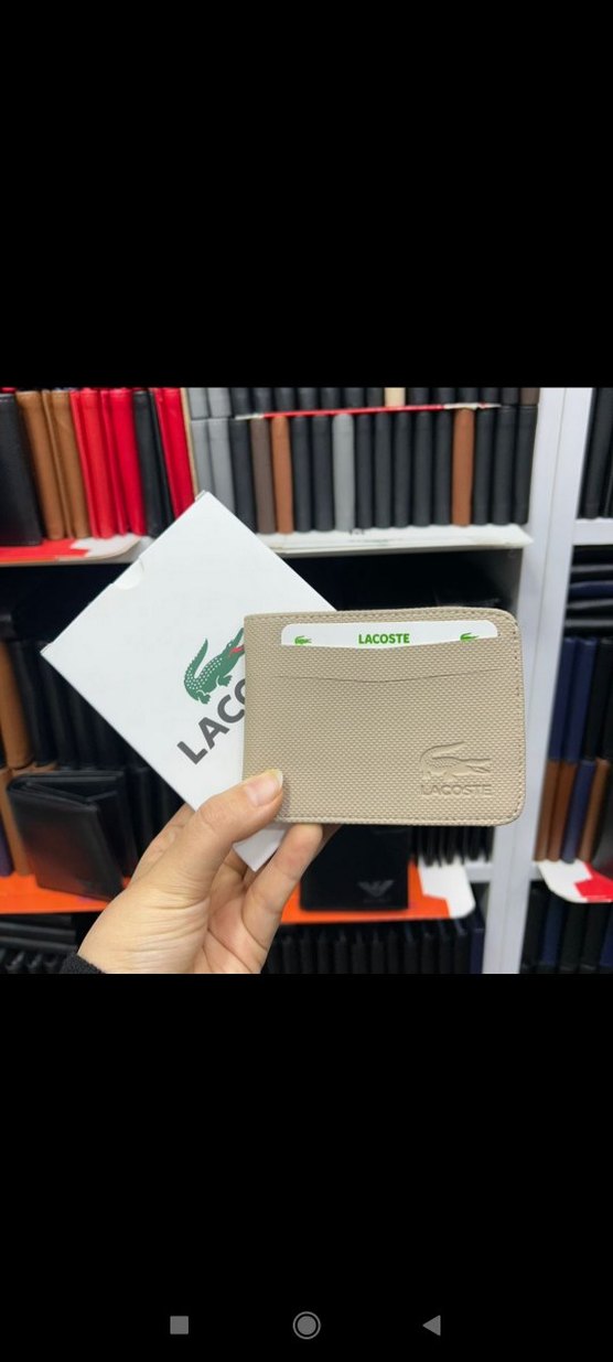 Bej Lacoste Minimalist Erkek Cüzdanı - Görsel 2