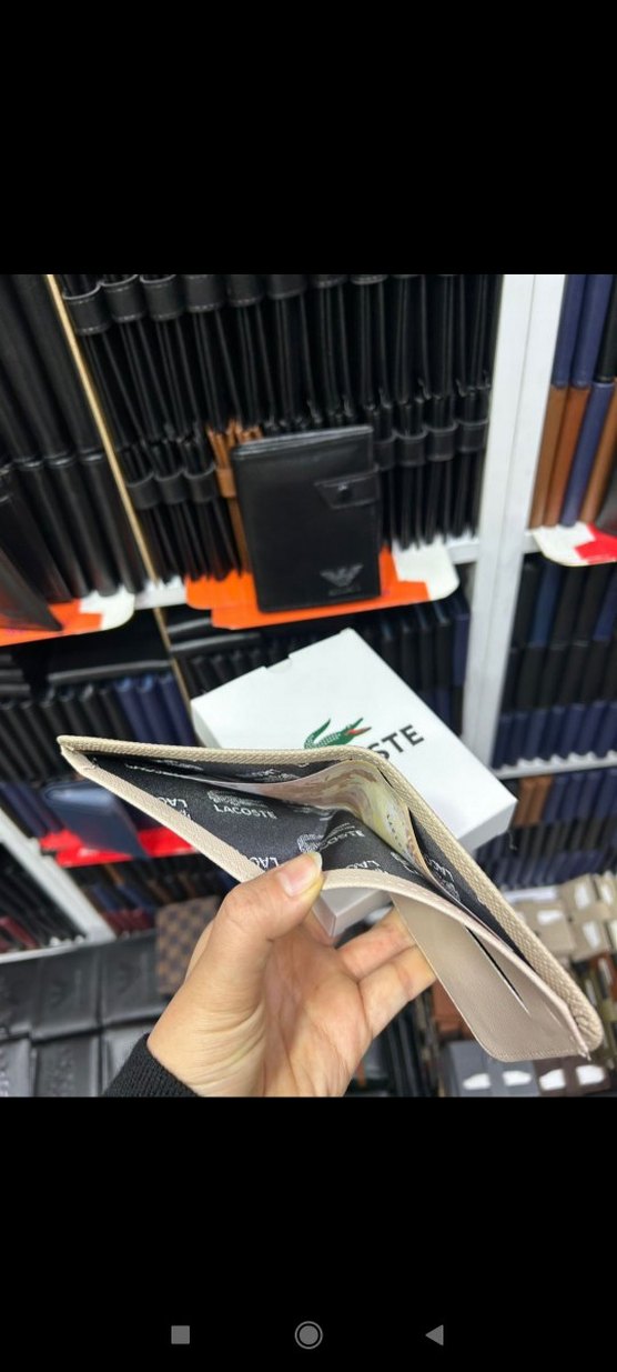 Bej Lacoste Minimalist Erkek Cüzdanı - Görsel 3