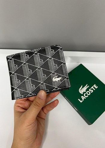 Lacoste Siyah Geometrik Desenli Kisa Cuzdan