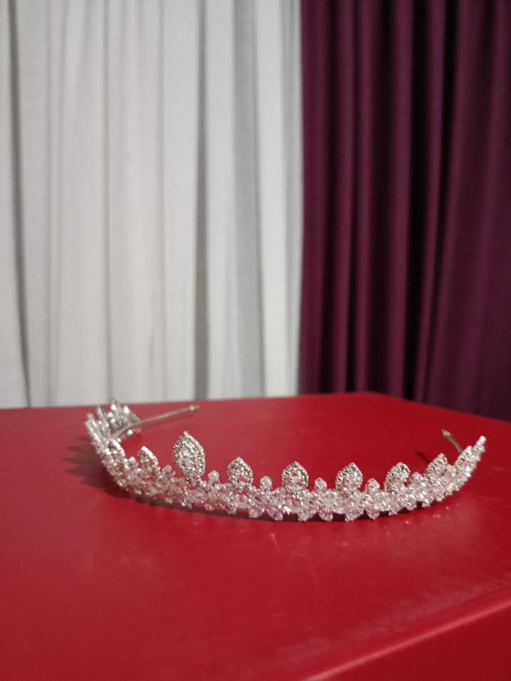 Zirkon Taşlı Gümüş Gelin Tacı - Görsel 2