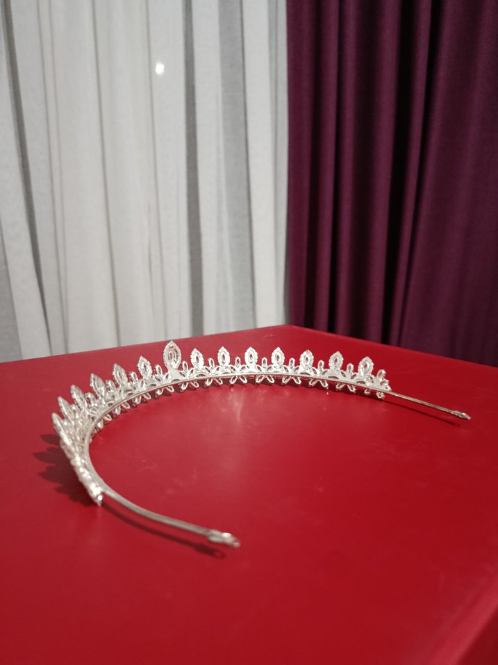 Zirkon Taşlı Gümüş Gelin Tacı - Görsel 5