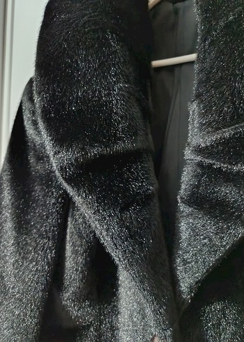 Kürklü Siyah Midi Kadın Kaban - Görsel 4