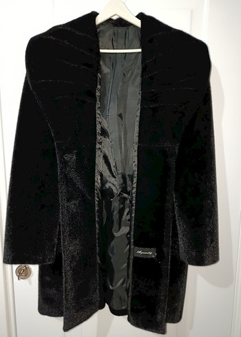 Kürklü Siyah Midi Kadın Kaban - Görsel 2