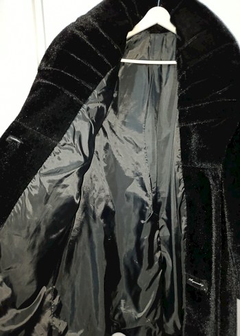 Kürklü Siyah Midi Kadın Kaban - Görsel 7