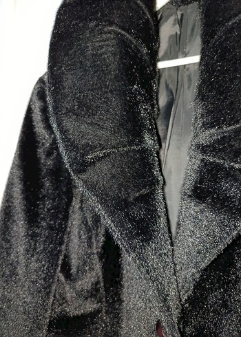 Kürklü Siyah Midi Kadın Kaban - Görsel 5