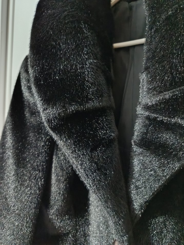 Kürklü Siyah Midi Kadın Kaban - Görsel 4