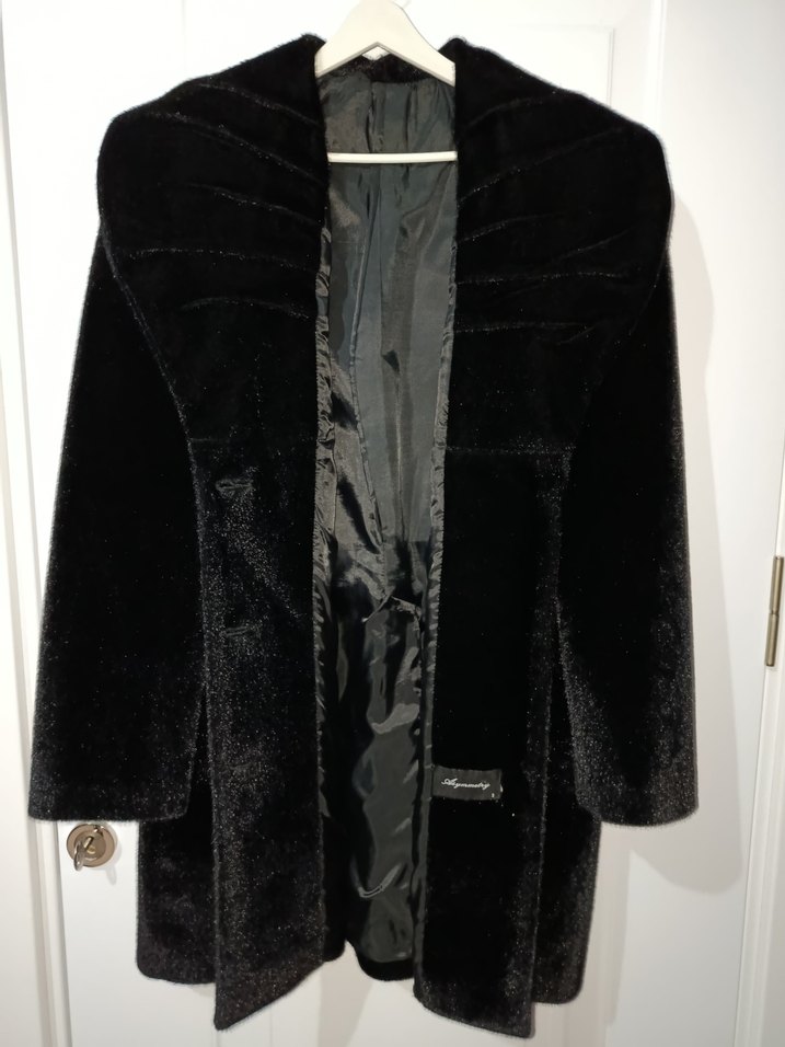 Kürklü Siyah Midi Kadın Kaban - Görsel 2