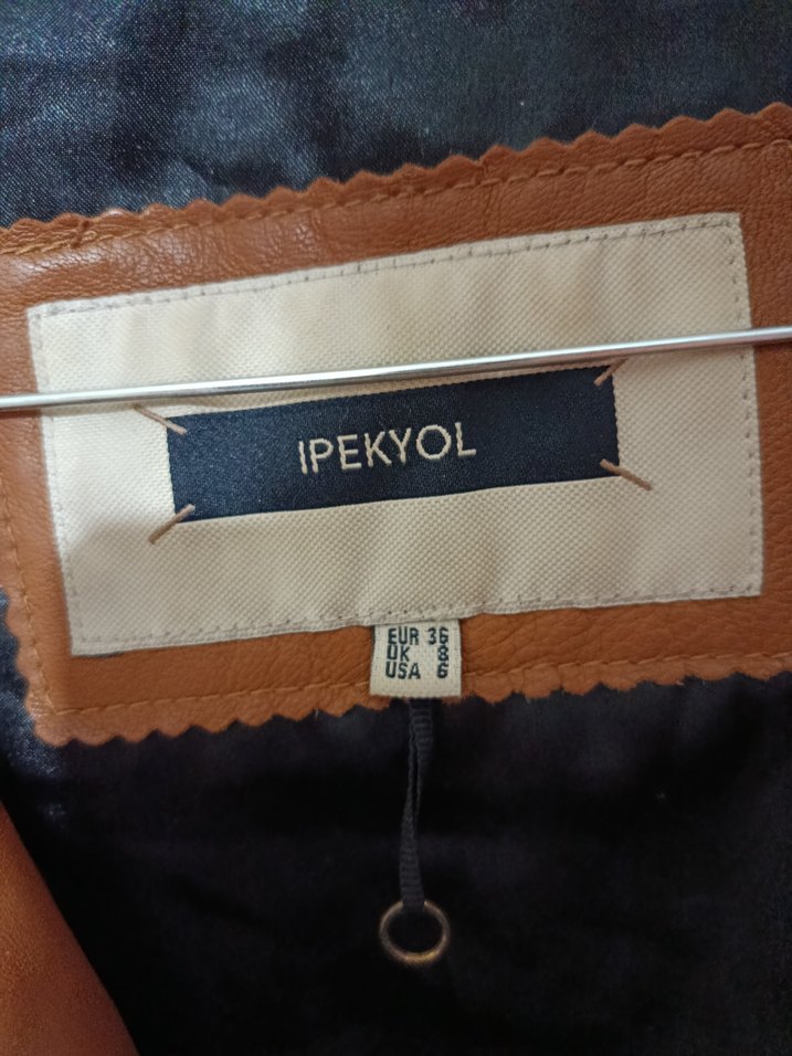 Kahverengi Deri Biker Kadın Ceket - Görsel 4