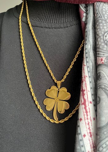 Accessorize Uzun Zincirli Altın Renk Yonca Kolye