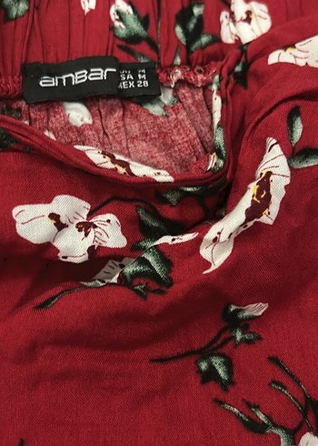 Bordo Çiçekli Bohem Midi Hamile Etek - Görsel 5