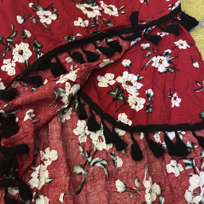 Bordo Çiçekli Bohem Midi Hamile Etek - Görsel 4