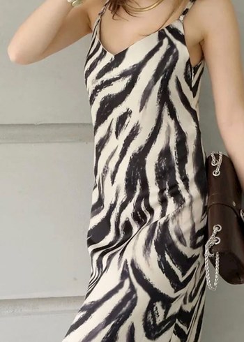 Perry İnce Askılı Desenli Elbise - Görsel 5