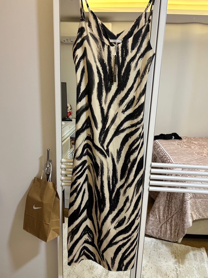 Perry İnce Askılı Desenli Elbise - Görsel 4