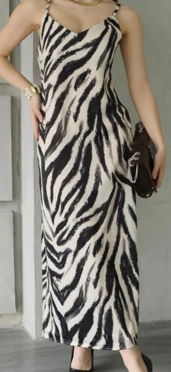 Perry İnce Askılı Desenli Elbise - Görsel 2