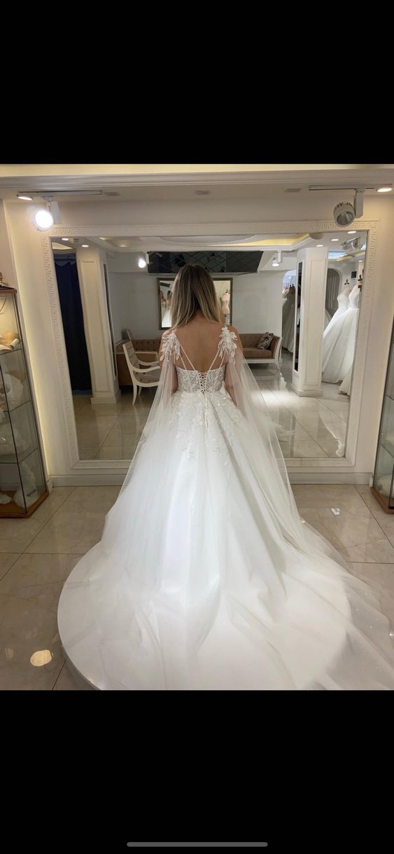 Askılı Beyaz Midi A Kesim Gelinlik S-M uyumlu - Görsel 2