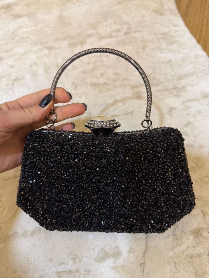 Kristal Taşlı Kilitli Abiye Çanta - Görsel 2