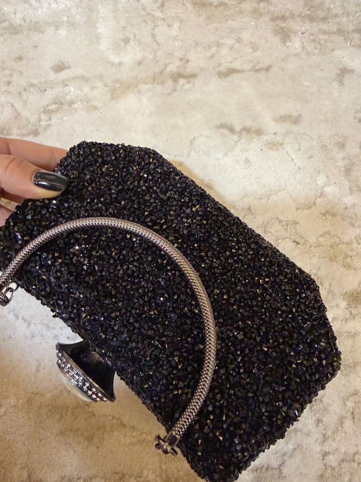 Kristal Taşlı Kilitli Abiye Çanta - Görsel 5