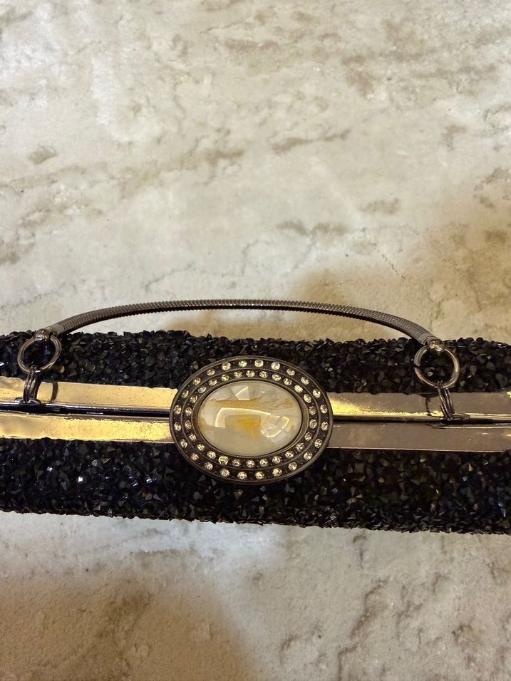 Kristal Taşlı Kilitli Abiye Çanta - Görsel 4