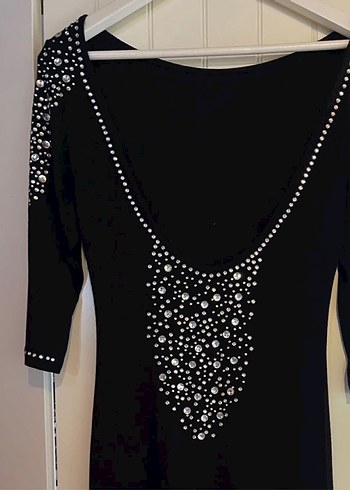 Siyah Taşlı Şık Özel Gün Elbisesi - Görsel 4