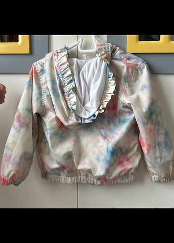Panço Kız Çocuk Kapüşonlu Renkli Batik Yağmurluk