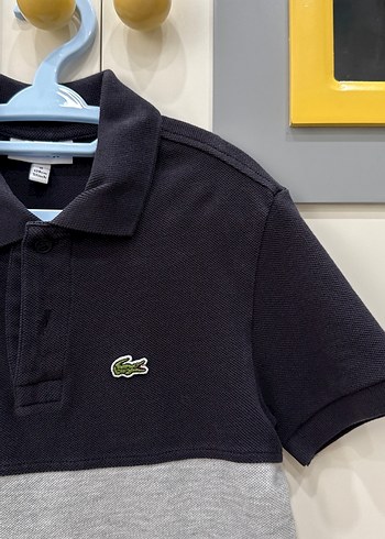 8 Yaş Beden Lacoste Erkek Gri Siyah Polo Tişört