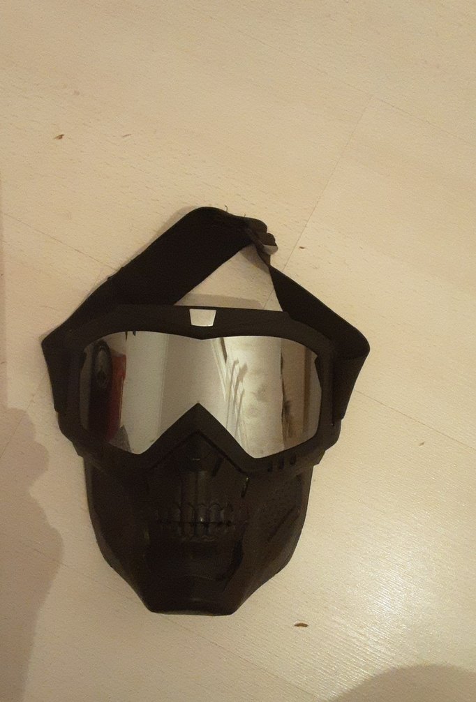 Kara Kamuflaj Şeffaf Maskeli Metal Motosiklet Kaskı - Görsel 4