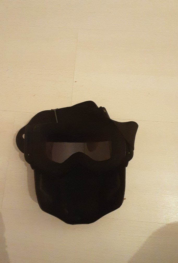 Kara Kamuflaj Şeffaf Maskeli Metal Motosiklet Kaskı - Görsel 3