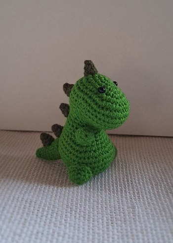 Yeşil Renkli El Örgüsü Dinozor Peluş Oyuncak anahtarlık
