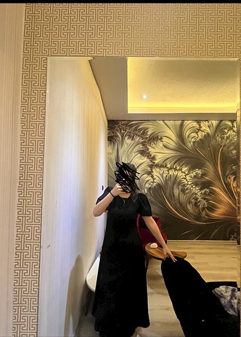 Siyah Uzun Drapeli Gotik Elbise