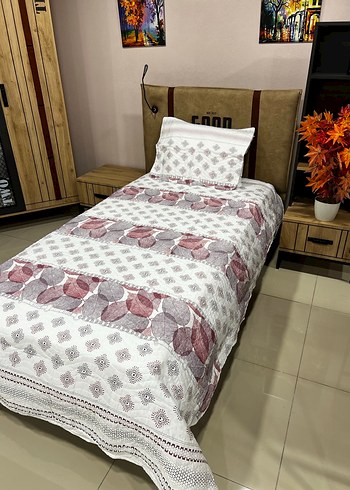 Beden Bordo Gri Batik Desenli Tek Kişilik Pike Takımı