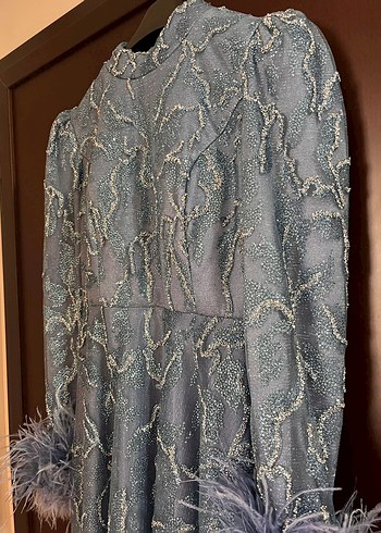 mavi Nakışlı Uzun Bohem Kadın Elbise şal yaninda verecegim - Görsel 2