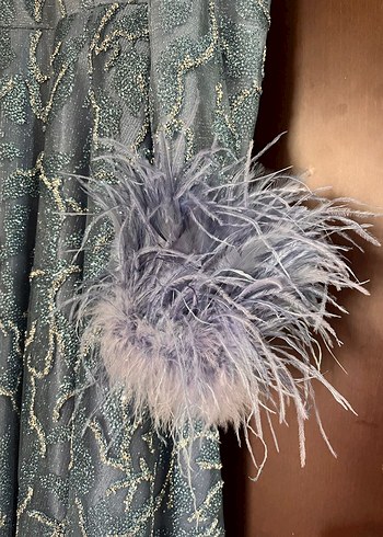 mavi Nakışlı Uzun Bohem Kadın Elbise şal yaninda verecegim - Görsel 3