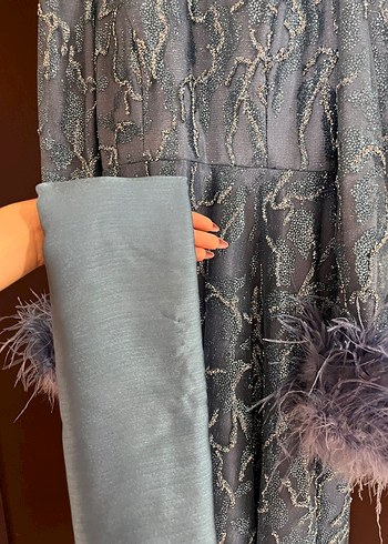 mavi Nakışlı Uzun Bohem Kadın Elbise şal yaninda verecegim - Görsel 5